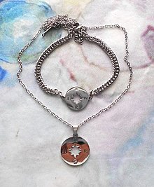 Sady šperkov - Set šperkov- kompas (Strieborná farba) - 16139477_