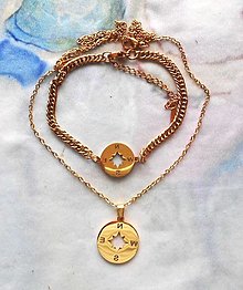 Sady šperkov - Set šperkov- kompas (Zlatá farba) - 16139479_
