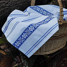 Úžitkový textil - Obrúsok Modrá výšivka v pruhoch - 16140347_