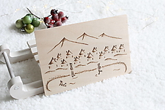 Papiernictvo - Drevený vianočný pozdrav "Radosť na ľade" - 16141633_