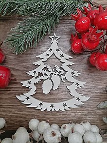 Dekorácie - Vianočná biela ozdoba na stromček z preglejky stromček - 16142589_