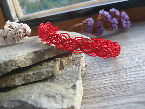 Detské doplnky - Čipkovaný dievčenský náhrdelník obojok choker (červený č. 3823) - 16141554_