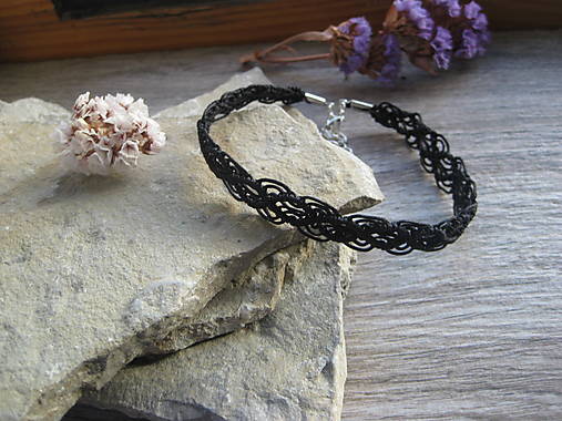 Detské doplnky - Čipkovaný dievčenský náhrdelník obojok choker (čierny č. 3824) - 16141564_