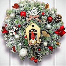 Dekorácie - vianočný veniec na dvere červený - 16142497_