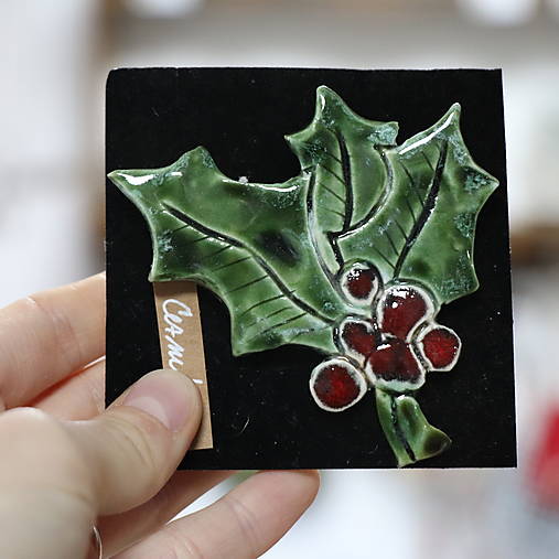 Keramická brošňa Rastliny a Huby (L)