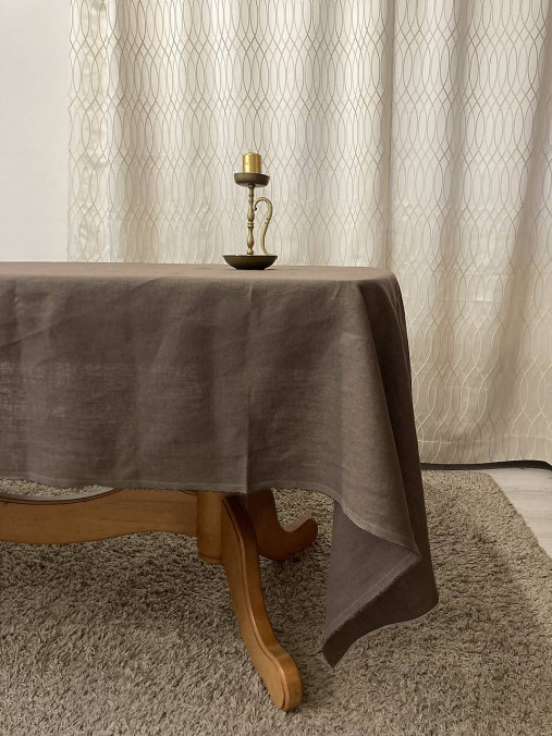 Úžitkový textil - Ľanový Obrus na stôl / HNEDý/ - 16139077_