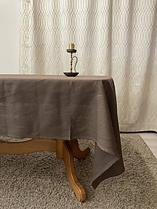Úžitkový textil - Ľanový Obrus na stôl / HNEDOSIVÝ/ - 16139077_