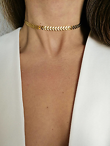 Náhrdelníky - Chance - zlatý choker náhrdelník, vodeodolný - 16140970_