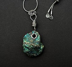 Náhrdelníky - Obojstranný chalkopyritový náhrdelník, oceľ 316 L - 16141000_