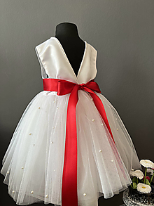 Detské oblečenie - bílé tylové šaty s perlami - 16142298_