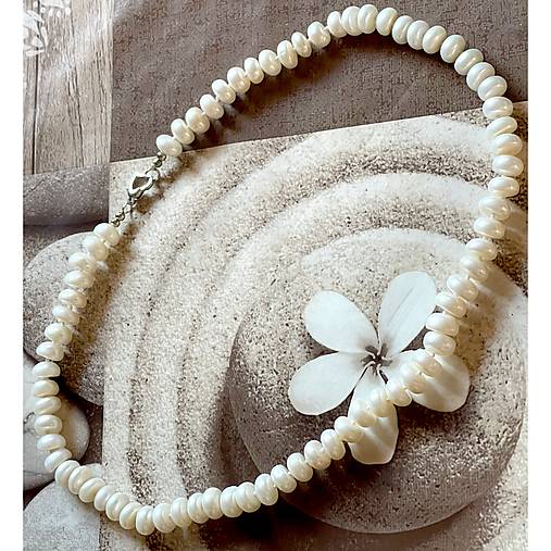 Freshwater Pearls Necklace / Náhrdelník z plochých sladkovodných perál A101