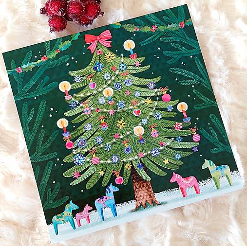 Vianočný stromček - pohľadnica zdobená glitrami