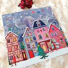 Papier - Vianočná ulička - pohľadnica zdobená glitrami - 16145676_