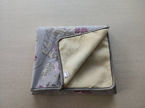 Úžitkový textil - Deka 100% ovčie rúno MERINO TOP SUPER WASH  Natural Pivonka ružová na šedej - 16145026_