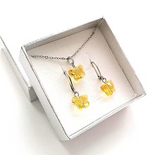 Sady šperkov - Sada motýlik + oceľ (žltá) - 16145809_
