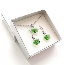 Sady šperkov - Sada motýlik + oceľ (zelená) - 16145811_
