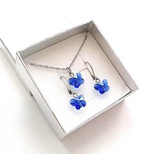 Sady šperkov - Sada motýlik + oceľ (modrá) - 16145813_
