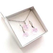 Sady šperkov - Sada motýlik + oceľ (ružová svetlá) - 16145838_