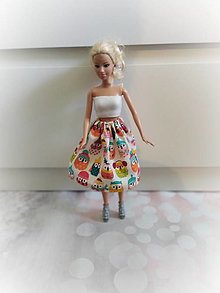 Hračky - Sukňa na gumičku pre bábiku Barbie (So sovičkami) - 16143549_