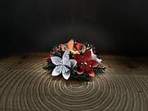 Svietidlá - Vianočný svietnik z papierových origami kvetov - 16143305_