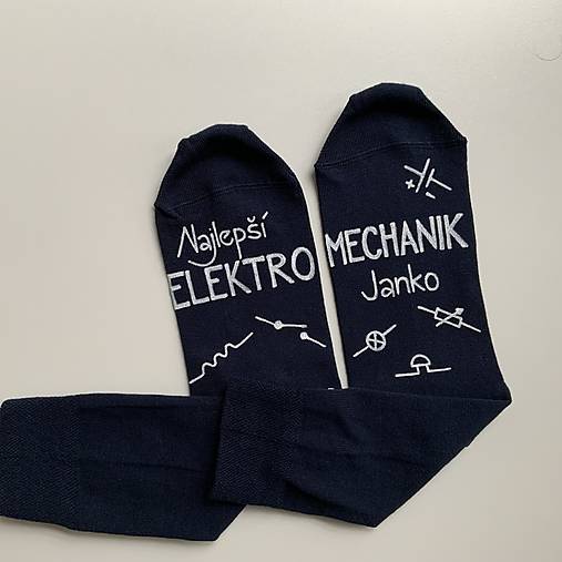 Motivačné maľované ponožky pre najlepšieho elektromechanika (tmavomodré)