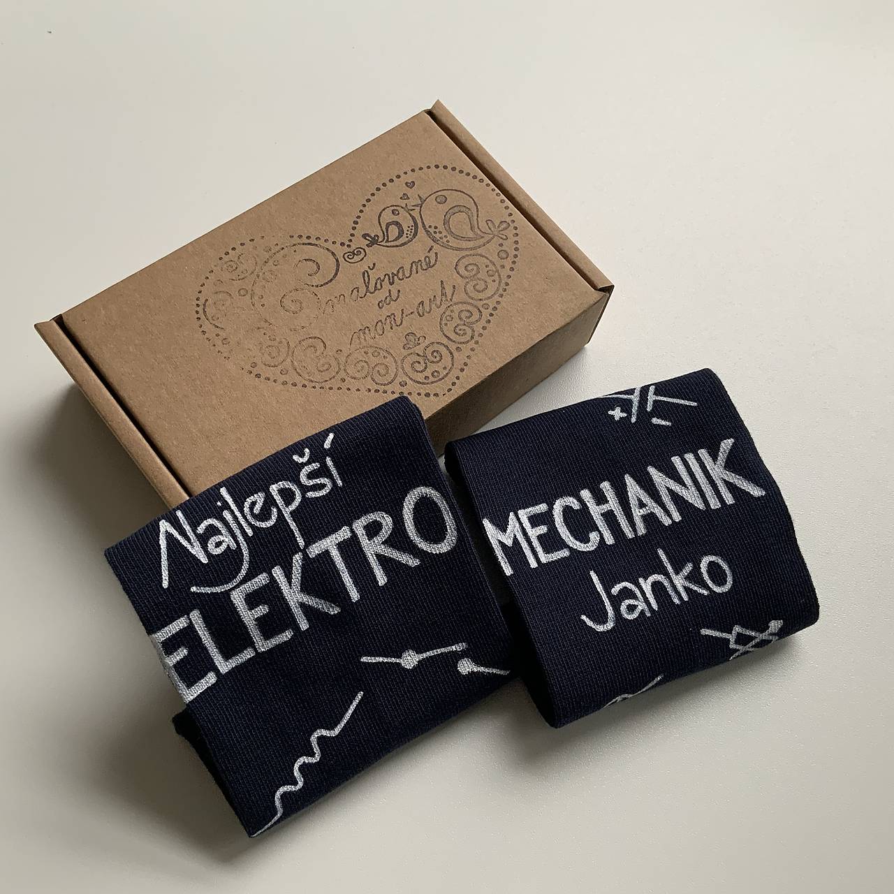 Motivačné maľované ponožky pre najlepšieho elektromechanika (tmavomodré)