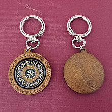 Kľúčenky - kľúčenka drevená ľudová (drevená kľúčenka - ornament 4) - 16144912_