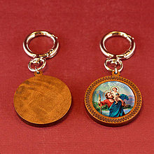 Kľúčenky - kľúčenka drevená ľudová (drevená kľúčenka - sv. Krištof) - 16144919_