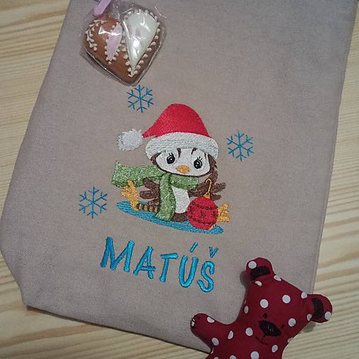 Úžitkový textil - Mikulášske vrecko s menom  (Vtáčik2) - 16146470_