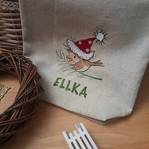 Úžitkový textil - Mikulášske vrecko s menom  (Vtáčik1) - 16146471_
