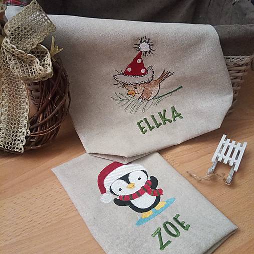 Úžitkový textil - Mikulášske vrecko s menom  (Tučniak) - 16146476_