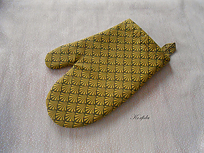 Úžitkový textil - Chňapka okrová s khaki vzorem - 16146298_