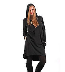 Šaty - Černé šaty s kapucí - 16146892_