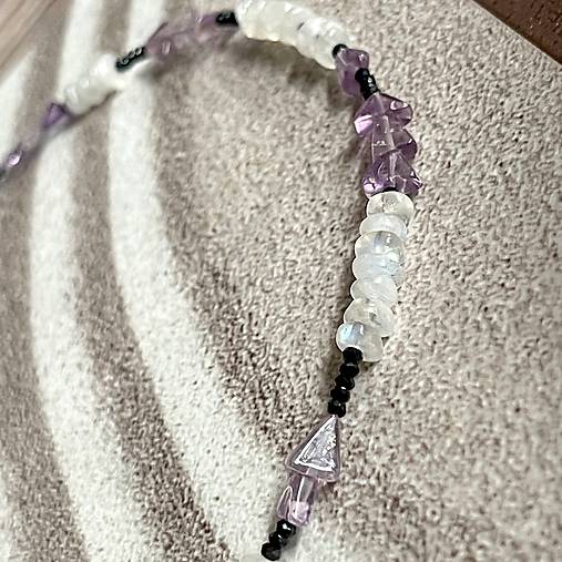 Luxury Natural Moonstone Amethyst Necklace AG925 / Náhrdelník prírodný ametyst mesačný kameň A101