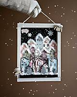Dekorácie - Zimná dekorácia ,,Pastelová dedinka,, - 16148735_