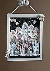 Dekorácie - Zimná dekorácia ,,Pastelová dedinka,, - 16148743_