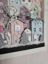 Dekorácie - Zimná dekorácia ,,Pastelová dedinka,, - 16148744_