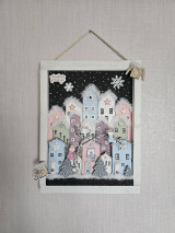 Dekorácie - Zimná dekorácia ,,Pastelová dedinka,, - 16148746_