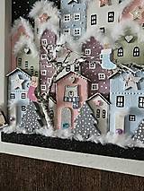 Dekorácie - Zimná dekorácia ,,Pastelová dedinka,, - 16148750_