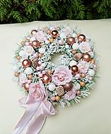 Dekorácie - ružový vianočný veniec na dvere 30 cm - 16148559_