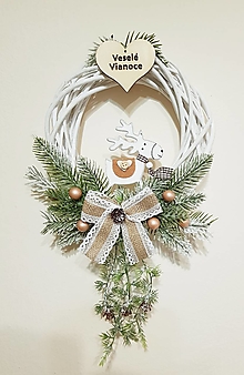 Dekorácie - vianočný veniec na dvere so sobíkom 25 cm - 16148506_