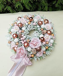 Dekorácie - ružový vianočný veniec na dvere 30 cm - 16148559_