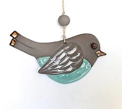 Dekorácie - keramický vtáčik - závesná dekorácia - 16148388_