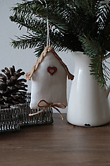 Dekorácie - Vianočné ľanové dekorácie -domček - 16149241_