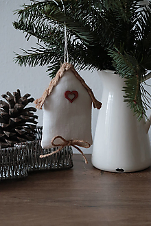 Dekorácie - Vianočné ľanové dekorácie -domček - 16149241_
