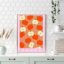 Grafika - Jabĺčka retro farebný minimalistický print (plagát) (PDF Apples plagát) (PDF - Ružová) - 16147094_