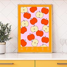 Grafika - Jabĺčka retro farebný minimalistický print (plagát) (PDF Apples plagát) (A4 vytlačené - Oranžová) - 16147106_