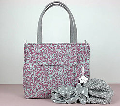 Veľké tašky - veľká taška ružovo-sivá pre romantické duše - 16148538_