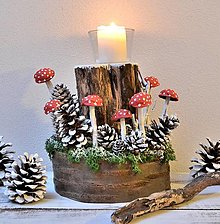 Svietidlá a sviečky - Vianočný svietnik - Pri starom pníku - 16151536_