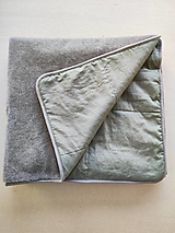 Úžitkový textil - Vlnienka Deka /prikrývka trojvrstvová 100% MERINO Top Super wash Grey Elegant 100% ľan Mint Green - 16150256_